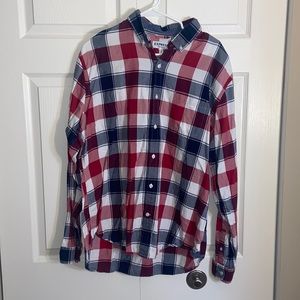 Men's Express Size XL Red, White, and Blue Casual Button Down Long Sleeve Shirt